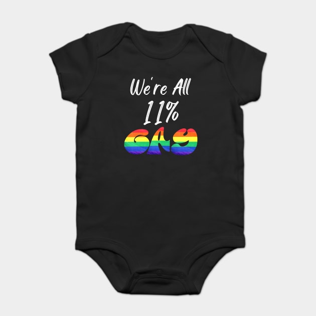 We're All 11% Gay in White Text Baby Bodysuit by WarFX Designs